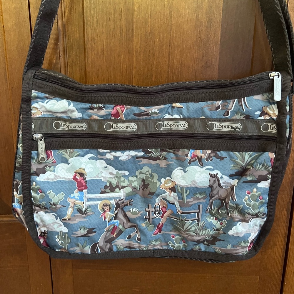 Lesportsac Blue and Black Character Print Messenger Bag - Picture 4 of 5